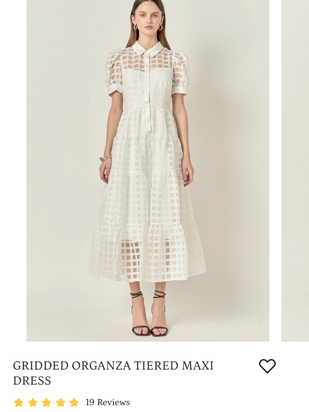 Anthro English Factory White Gridded Organza Tiered Maxi Dress